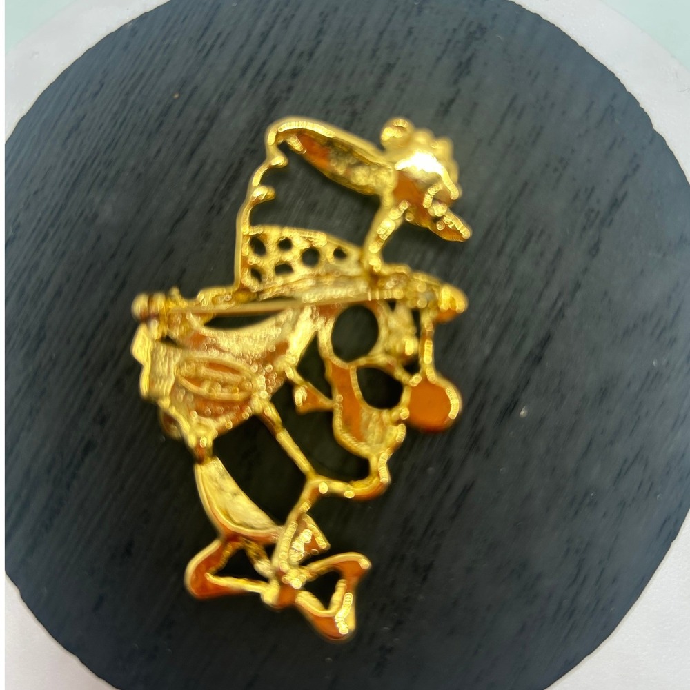Danecraft Gold Tone Clown Face‎ Brooch Red Jelly Nose #312 - Picture 5 of 6